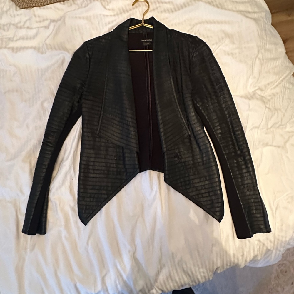 Marciano Shayna Drape Black Leather Jacket